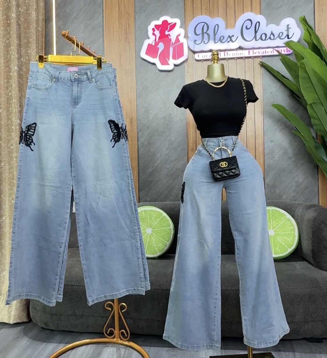 Washed sky blue stretchy denim jeans
