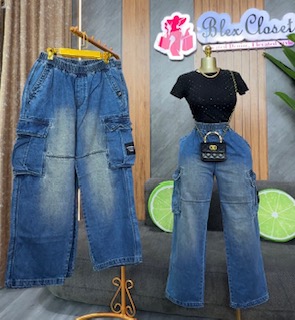 Blue cargo joggers jeans
