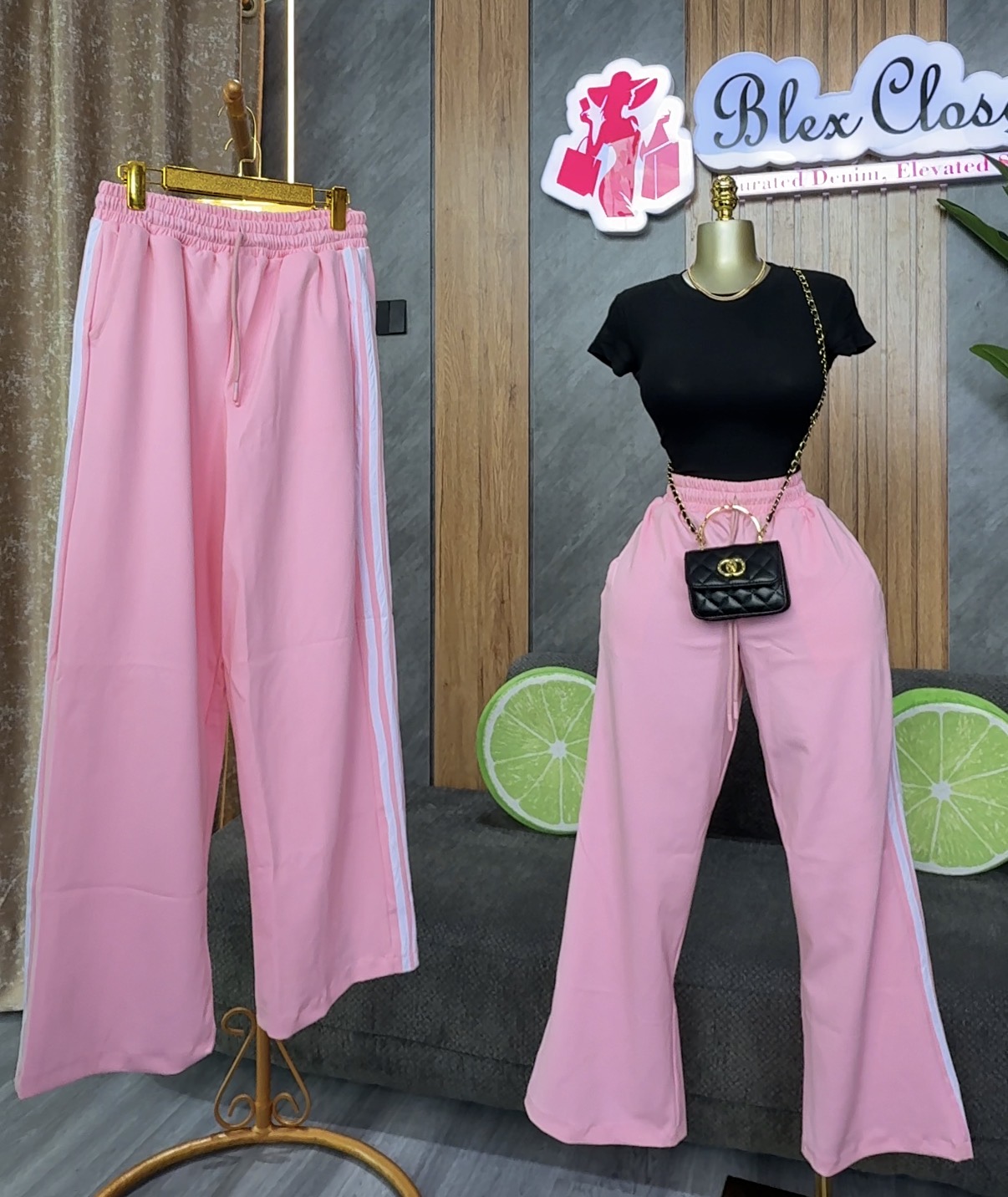 Light pink stripe joggers