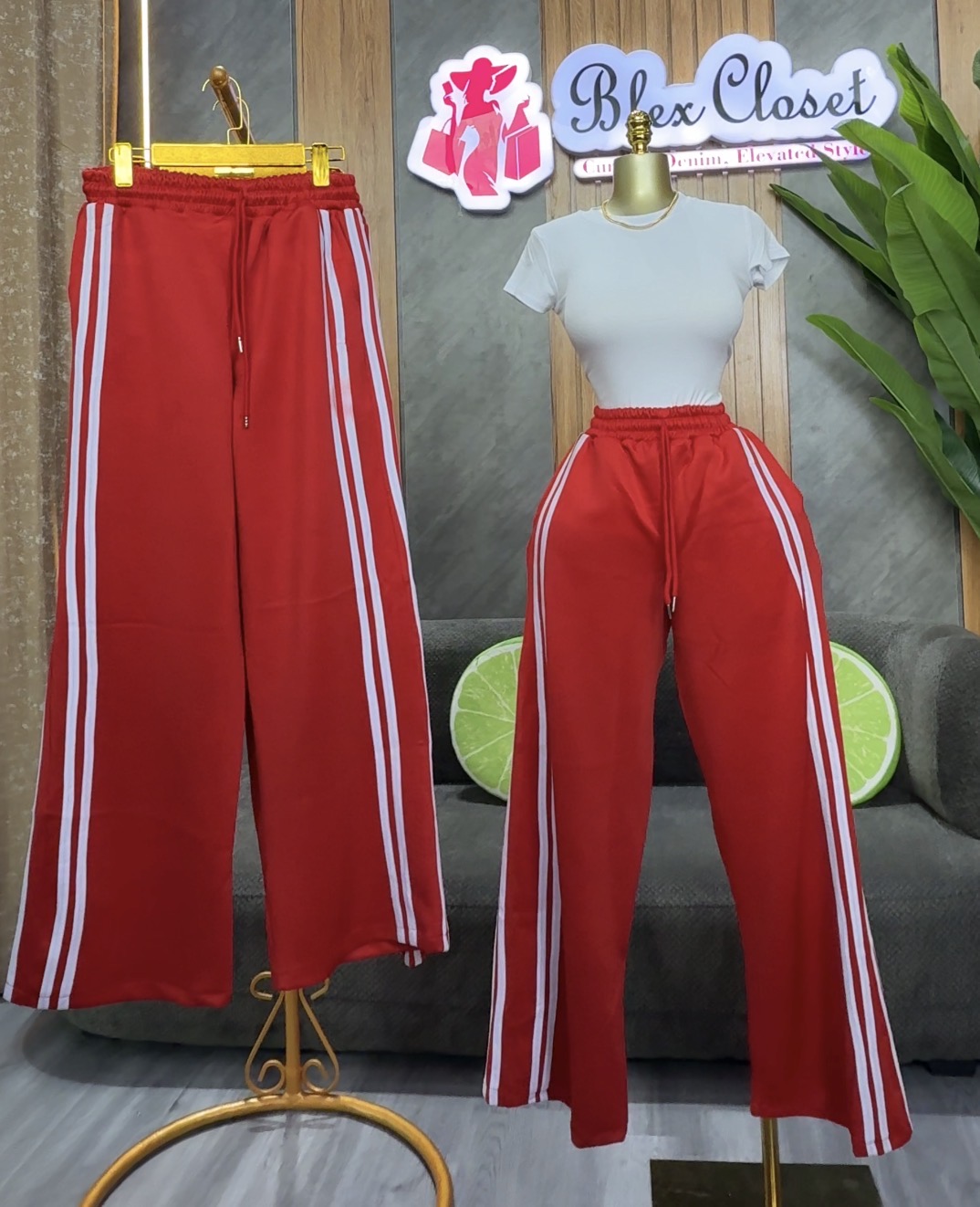 Stripe red joggers